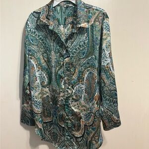 Green Paisley Shirt Button